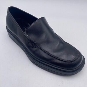 Salvatore Ferragamo‎ Black Leather Platform Loafers Mens 8 EE Wide Made in Italy